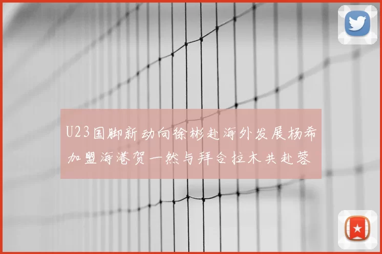 U23国脚新动向徐彬赴海外发展杨希加盟海港贺一然与拜合拉木共赴蓉城